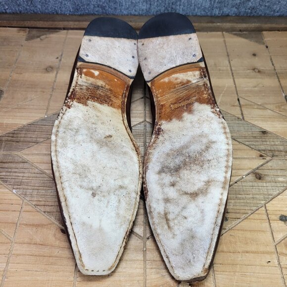 Magnanni for Neiman Marcus Mens 10M Leather Penny Loafers Cognac Brown- 21640 - Picture 10 of 15